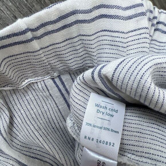 Marine Layer Aly Pants Wide Leg Linen Blend Size Small White Blue Striped - Picture 4 of 8